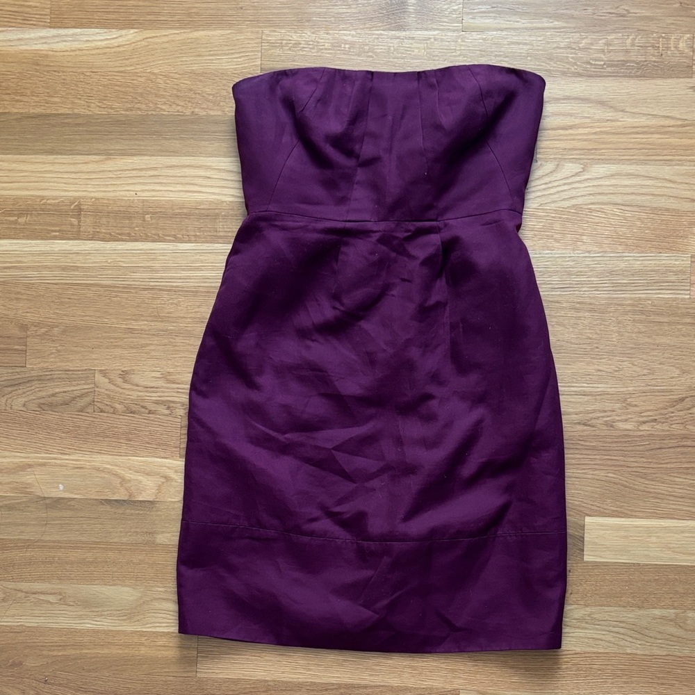 J. Crew Strapless Dress in Deep Purple